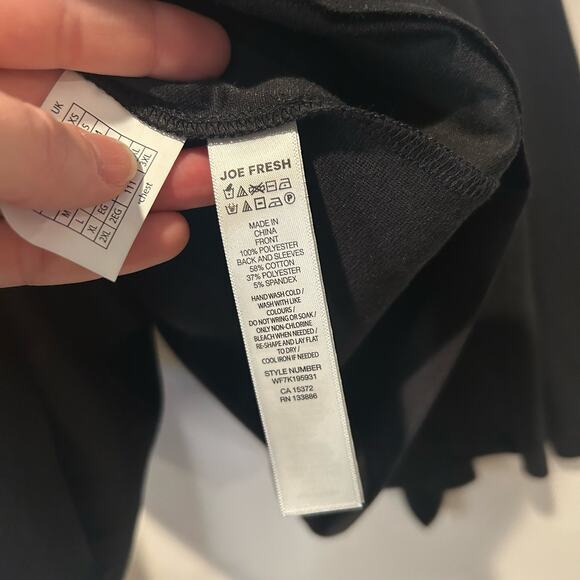 Joe Fresh Open Front Waterfall Jacket Black Sz Medium Suede Office Career Basic - Picture 10 of 10